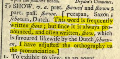 shew vs show -- Samuel Johnson Dictionary.JPG